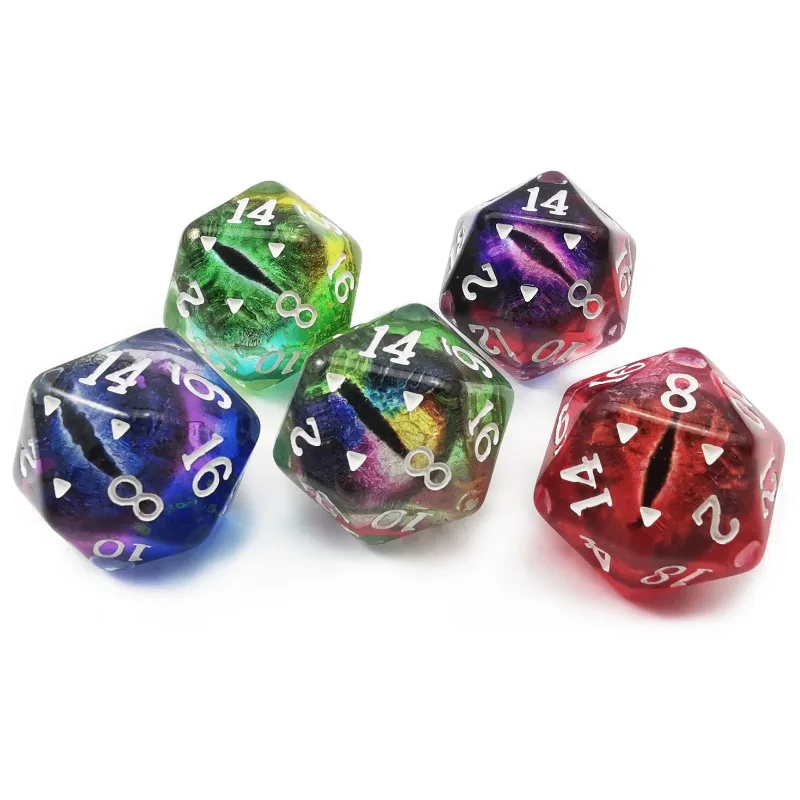 20mm Gradient Transparent Colorful Dragon Eye Dice for DND TRPG RPG Fantasy Creative D20 Polygonal Board Game Props