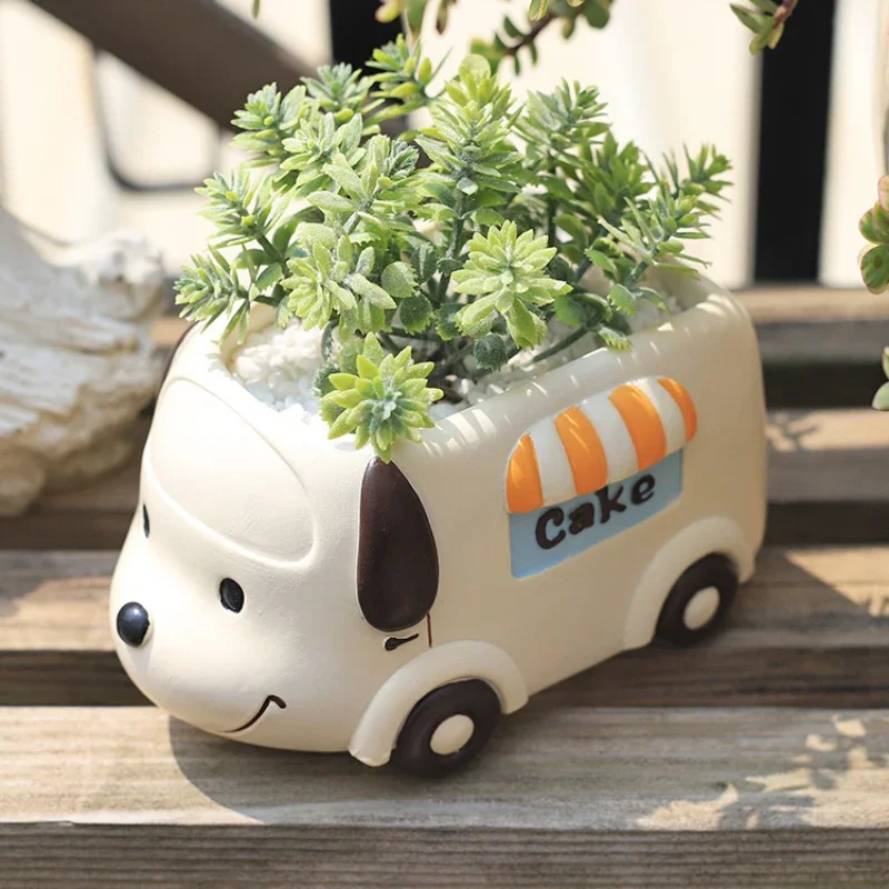 

Food Truck Series - Resin Planter for Succulents Cactus Air Plants, Cute Animal Flower Pots Figurines for Home Table Decor Gift