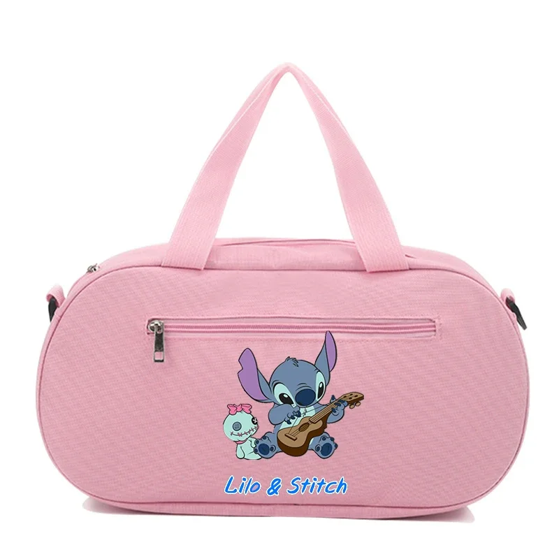 Cartoon Disney Stitch Large Capacity Travel Bag for Women Anime Lilo and Stitch Portable Outdoor Dance Bag Girls Shoulder Bag