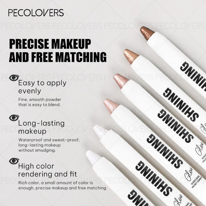 1 Pc Shiny Eyeshadow Pen Highlighter, Shimmer Highlight Stick, Brightening Eye Cheek Glitter Eye Makeup, Bold Eye Makeup Look