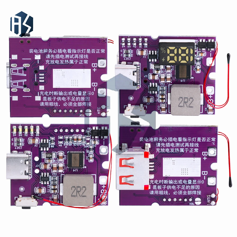 22.5W Power Bank Bidirectional Fast Charging Mobile Power Module Circuit Board With Digital/Light Type-C USB Suppor PD/QC3.0 2.0