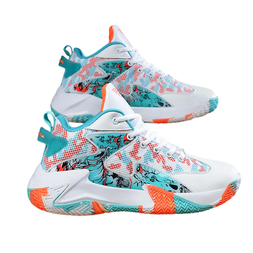 

Man Basketball Shoes Breathable Sneakers Athletic High-top Couple Wear-resisting Sports Running Footwear White