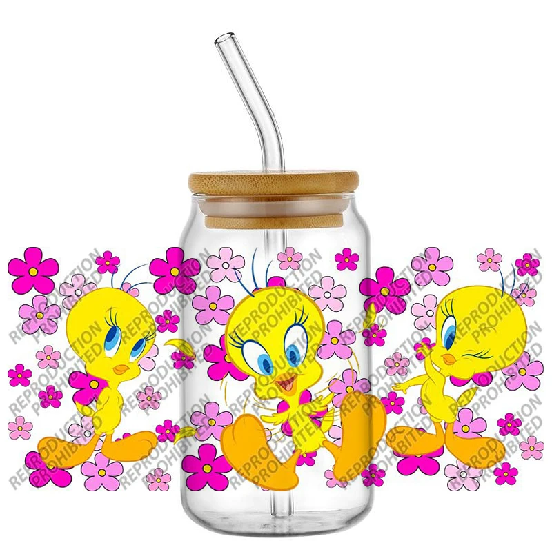 

New Product Little Yellow Duck Waterproof DIY Decals 3D Transfers Stickers 16oz UV DTF for Glasses cup Wraps