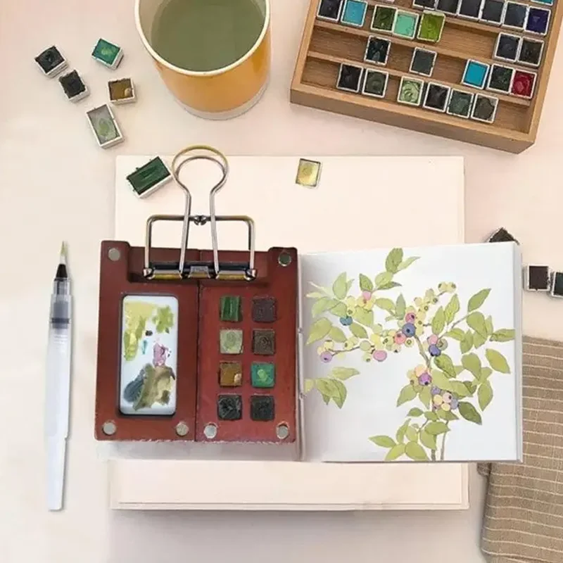 

Creative Portable Watercolor Painting Paint Box, Travel Painting Palette with 15/8 Storage Compartments, Mini Art Supply Box