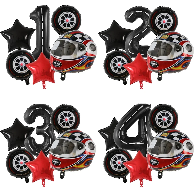 Ballons en forme de roue de casque de moteur pour garçons, décoration d\'anniversaire, voiture de course, vélo, Hurcross, Hot Wheel, fournitures de