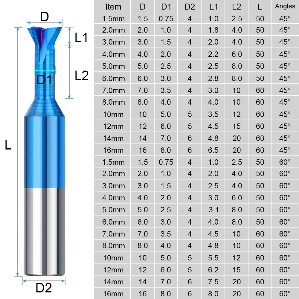 XCAN End Mill 45 60 Degrees Carbide Dovetail Milling Cutter Slotting Machining Tool for Metal CNC Tools 1.5-16mm