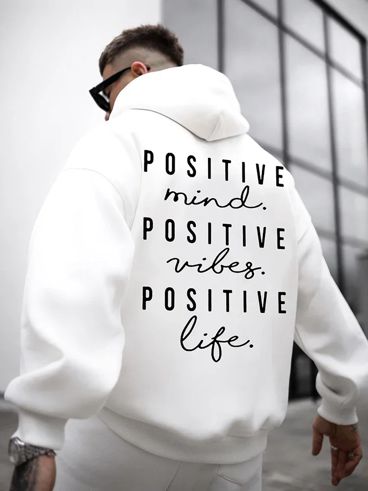 Autumn and Winter Fashion English Letter Printed Hoodie 100% Cotton High Quality Men's Casual Sports and Fitness Clothing