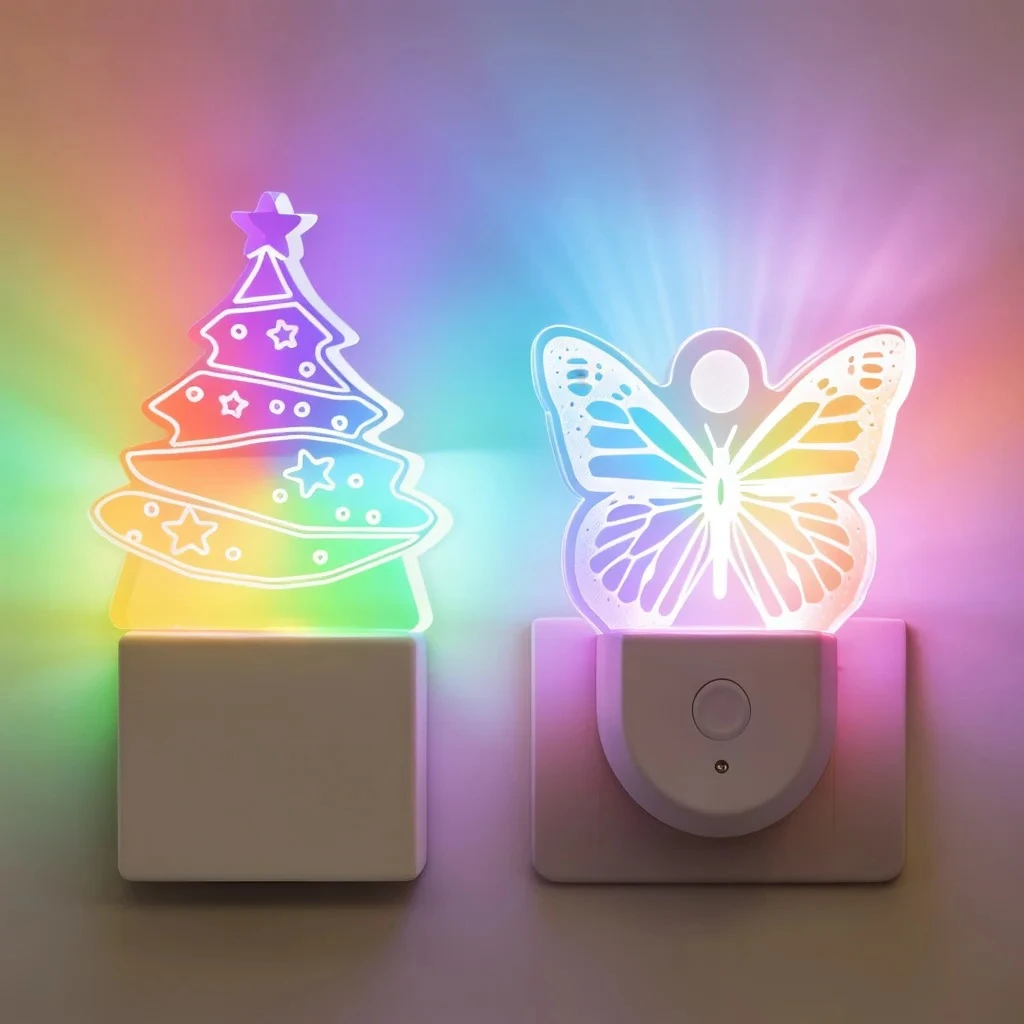 

Ночник с датчиком освещенности, меняющий цвет, для детей, RGB LED, подключается к розетке, для спальни