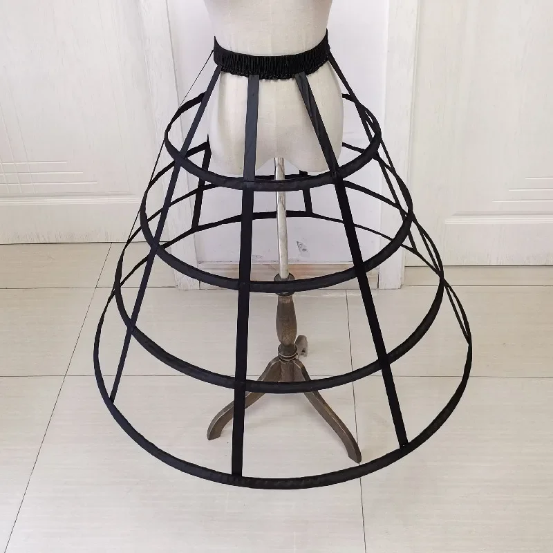 Womens Hollow Out Caged 4-Hoop Bustle Victorian Petticoat Skirt Wedding Bridal Dress Cosplay Pannier Crinoline Underskirt Slip