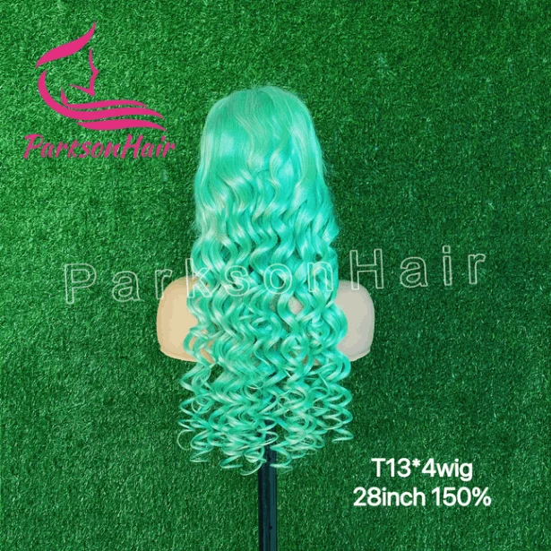 فضفاض موجة عميقة 13x6 الدانتيل الباروكة الأمامية سماوي أخضر باروكة من شعر طبيعي قبل قطعها الأزرق 13x4 الدانتيل الشفاف الباروكات الأمامية للنساء #3