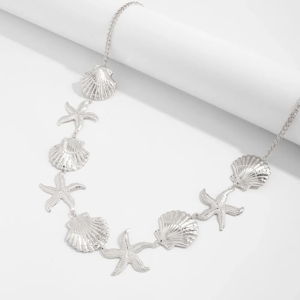 Imitation Pearl Waist Chain Coastal Ins Tone Dual Layer Match Body Ornament Adjustable Frame Starfish Shell Coastal Belt