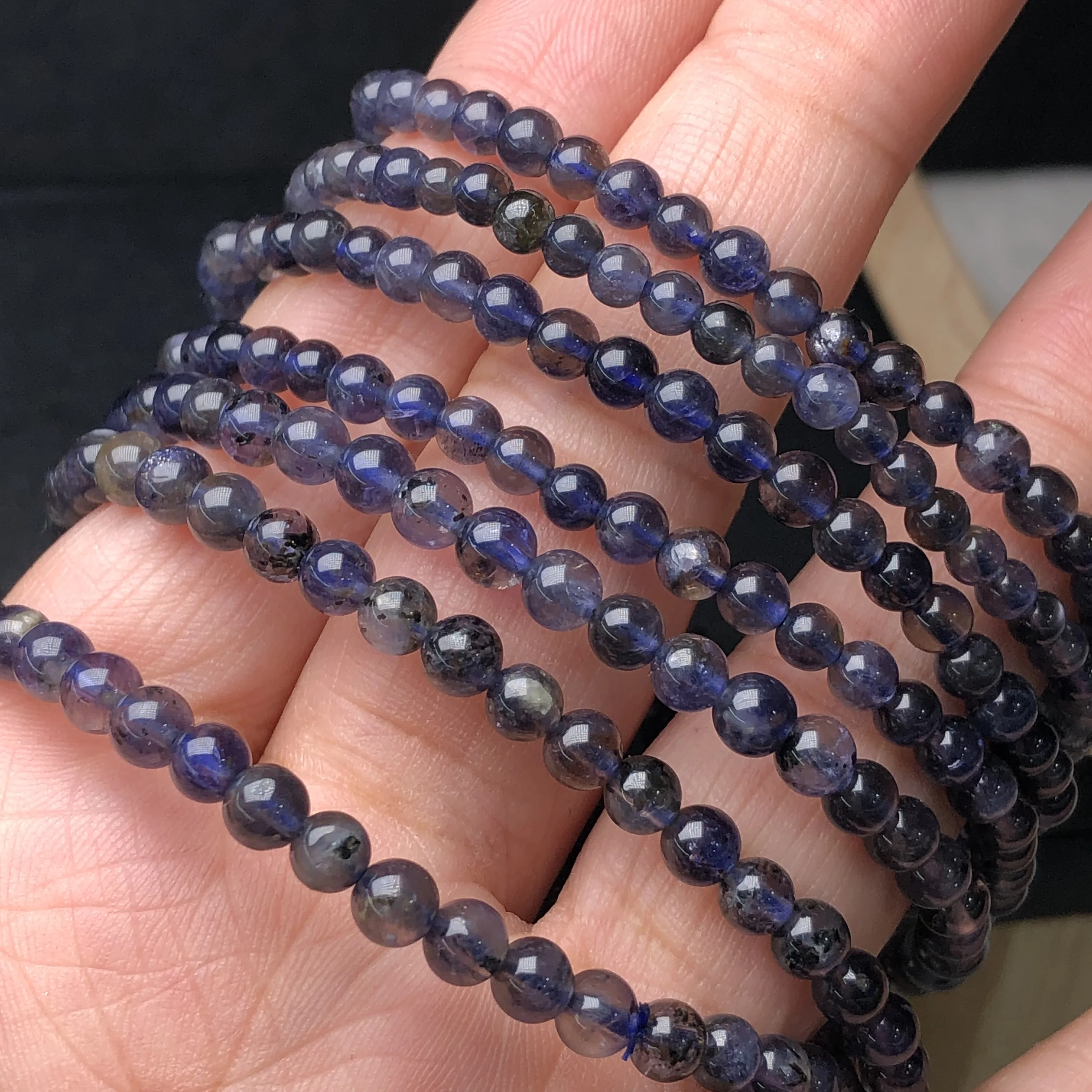 1 Pc Fengbaowu Natural Cordierite Iolite Bracelet Round Beads Reiki Healing Stone Fashion Jewelry Gift For Women Men