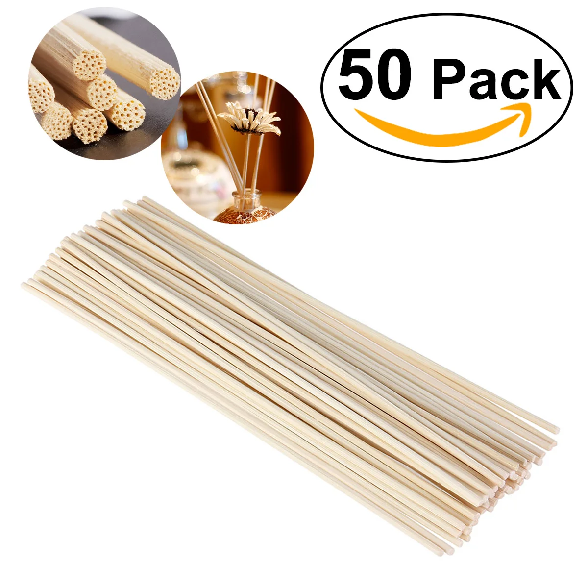 Oil Diffuser Replacement Sticks 50pcs Rattan Reed for Aromatherapy Essential Oils Duffuser Absorption Home Scent Refill Kit