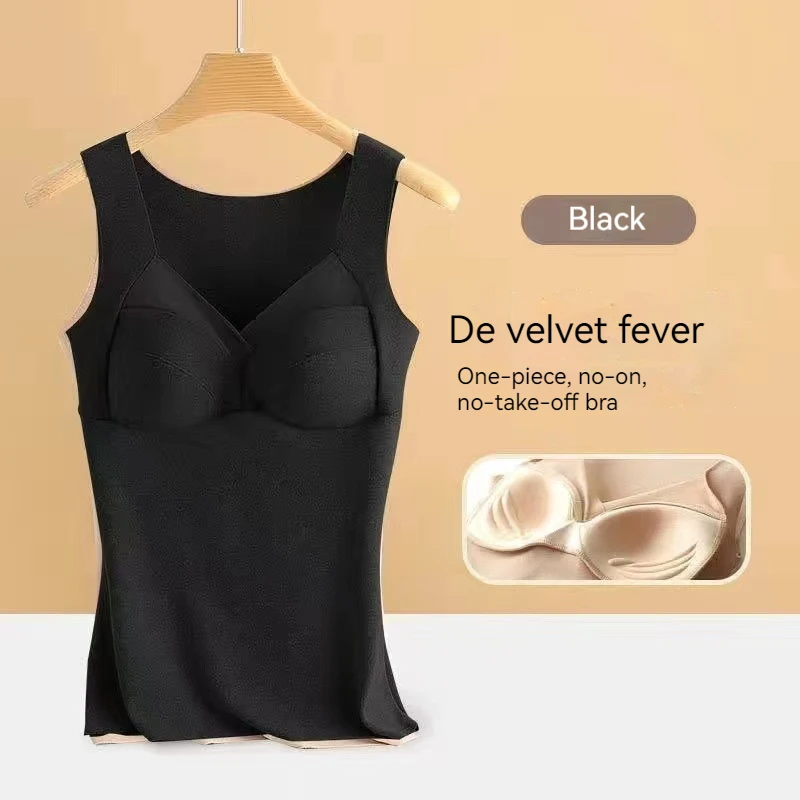 New Autumn and Winter Warm Tank Top Women\'s Large Underlay Plush Thickened Heatless and Traceless Underwear