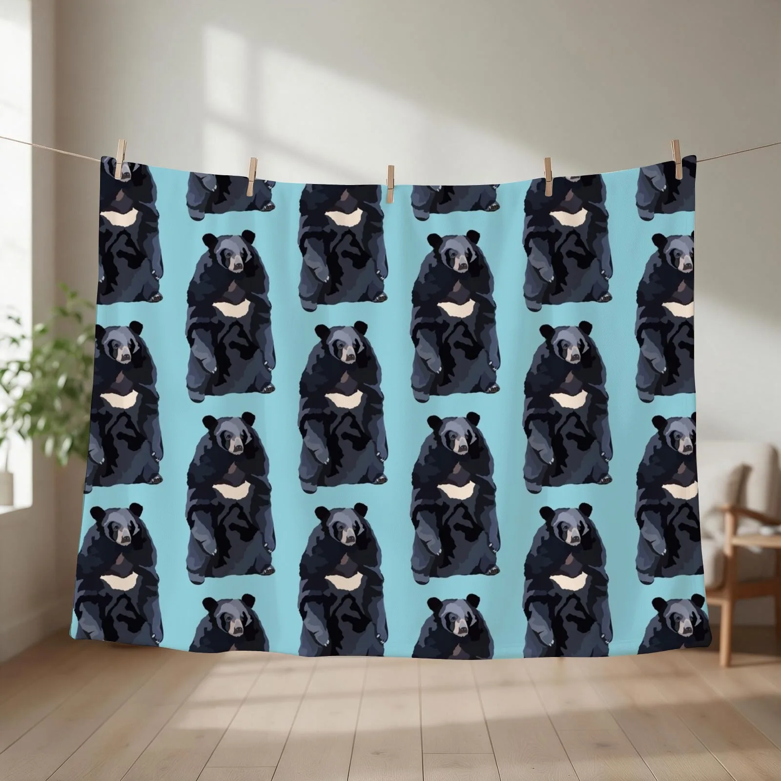 M is For Moon Bear Throw Blanket Soft Stuffeds Soft Plush Plaid christmas decoration Blankets