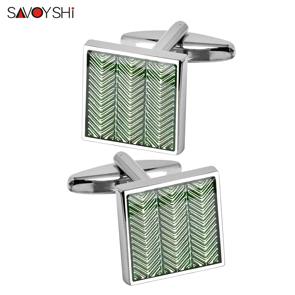 SAVOYSHI Newest Square Enamel Cufflinks For Mens High Quality Business Cuff links Brand Cuff Buttons Gift Jewelry