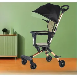 EG23 Four Wheel Baby Stroller, Foldable Reclining Pushchair, Compact Pram, Lightweight Portable Travel Carriage For Toddlers