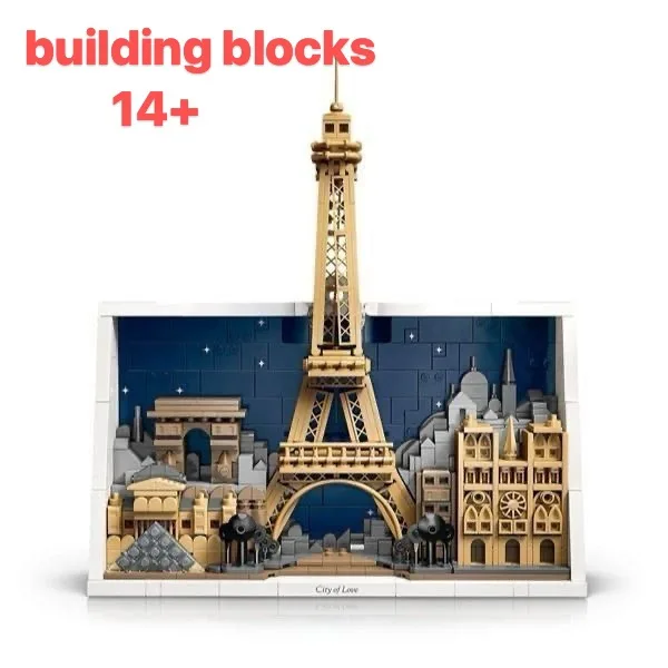 

Новый набор строительных блоков «Романтическая архитектура Парижа» 2026 года, 21064, креативный конструктор, идеальный подарок для мальчиков, девочек и детей