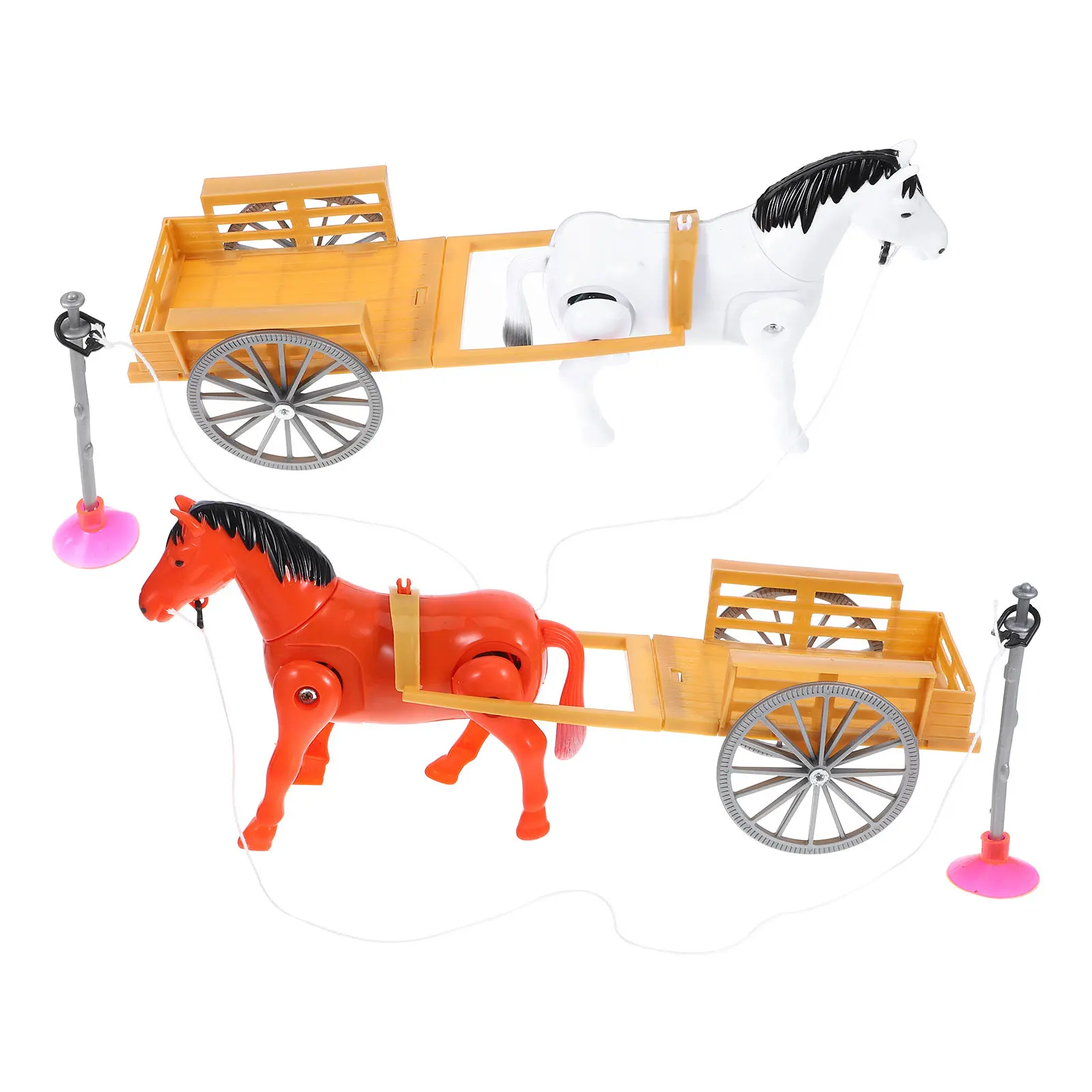 

2Pcs Rotating Horse Cart Electrical Plaything Kids Educational Gift Fun Early Learning Decorative Rotating Horse Toy