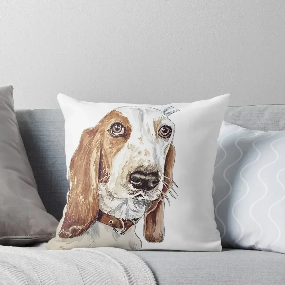 

Bassett Hound Water Colour Throw Pillow Luxury Living Room Decorative Cushions Cushions For Children pillow