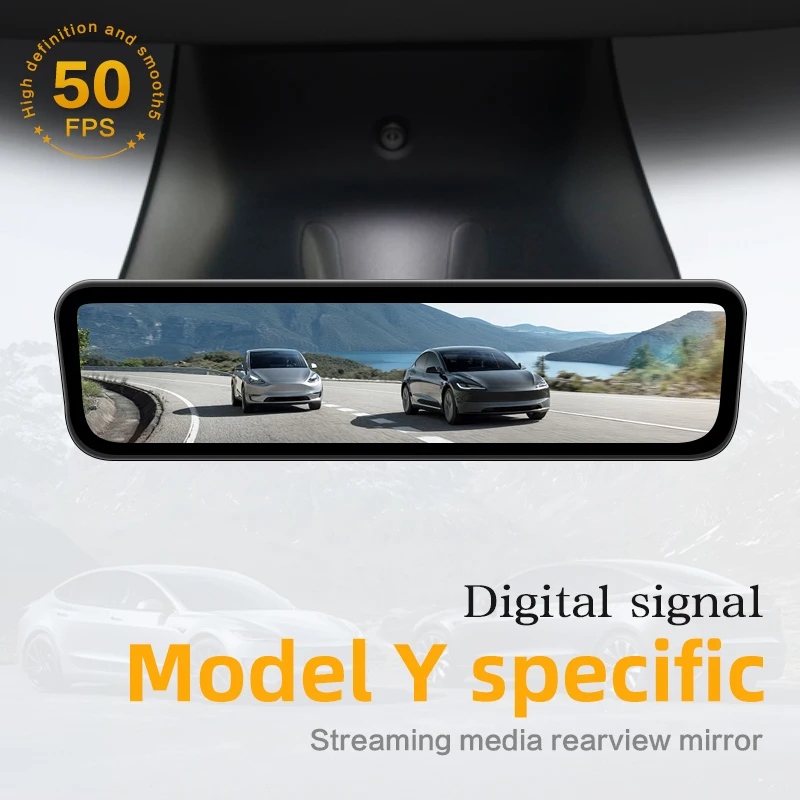 SINJET For Tesla Model Y Streaming Rearview Mirror Recorder Digital Signal High Definition Night Vision Monitor