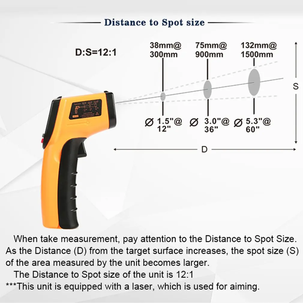 Digital Infrared Thermometer Laser Handheld Temperature Meter Non-contact Pyrometer Imager Hygrometer IR Color LCD Light Alarm