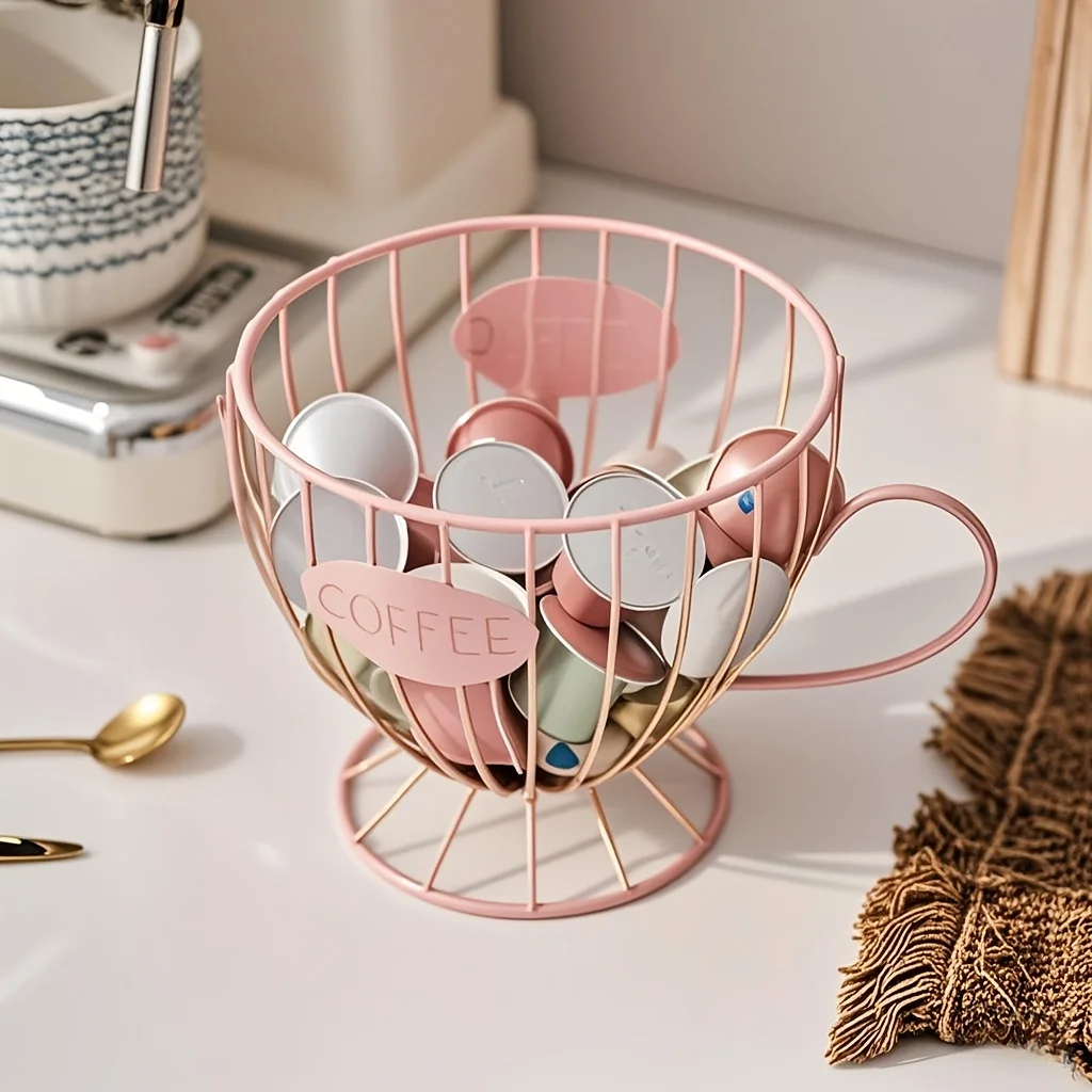 1PC Coffee Capsule Storage Basket, with A Sturdy and Durable Iron Frame Base, Suitable for Coffee Capsules and Snacks