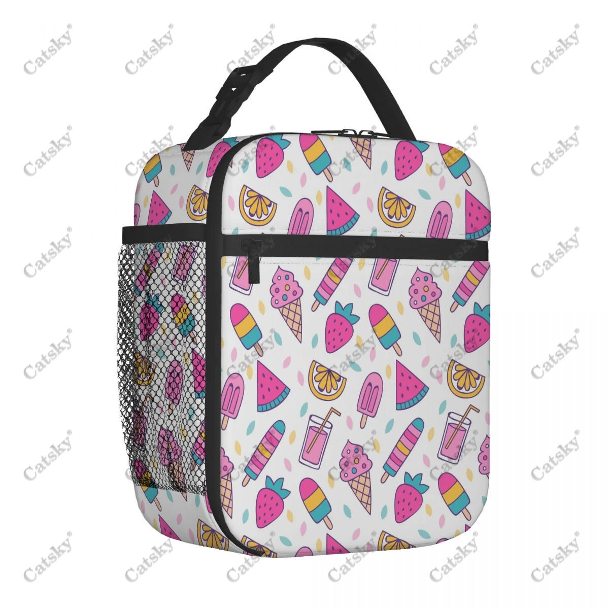 Ice Cream Pattern Portable aluminum foil thickened insulated lunch bag meal bag printed waterproof insulated lunch tote bags