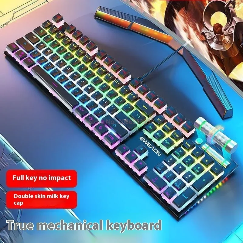 

Wired mechanical gaming keyboard backlit gaming keyboard suitable for ergonomic multi-color mixed light PC computers and laptops