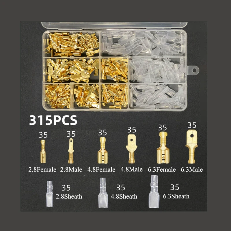 ذكر أنثى سلك صندوق معزول كابل مفتول العضلات موصل 2.8/6.3 مللي متر محطات تجعيد الكهربائية محطة المجرف موصلات مجموعة متنوعة