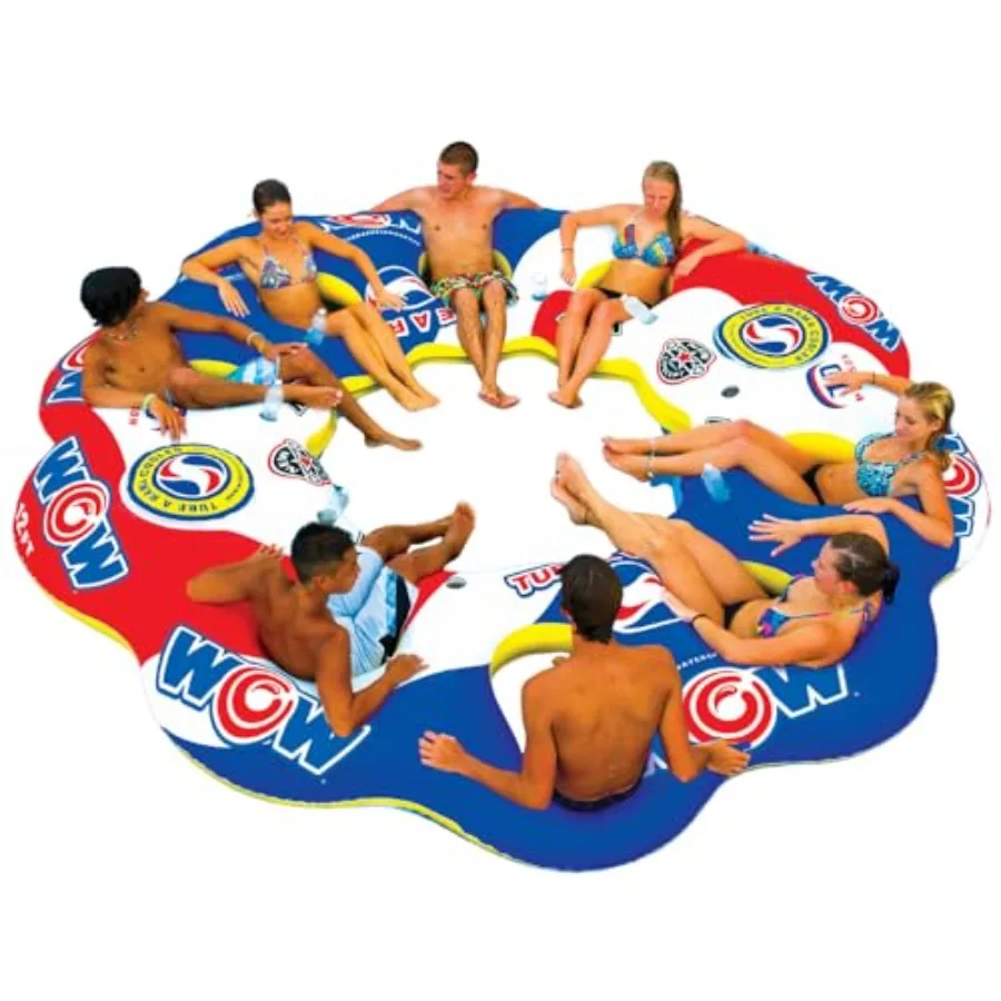 

Inflatable Floating Island for Adults and - Holds Up to 10 People - 8 Seats - Blue Water Raft with Durable PVC Material - Perfe