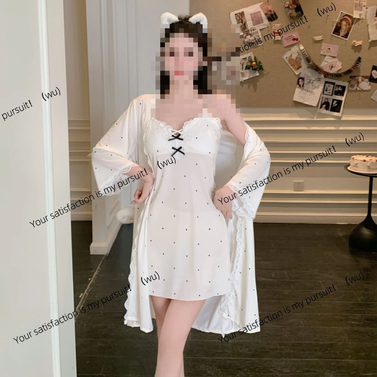 Spring and summer Japanese sweet suspender nightgown women's sexy thin suspender ice silk nightdress pure desire style nightgown