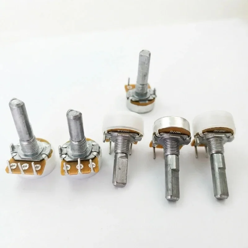 Potenciômetro Simples WH148 B10K, 41 Passos, Pino Interno Curvado, Eixo de 15-30mm para Amplificador Profissional