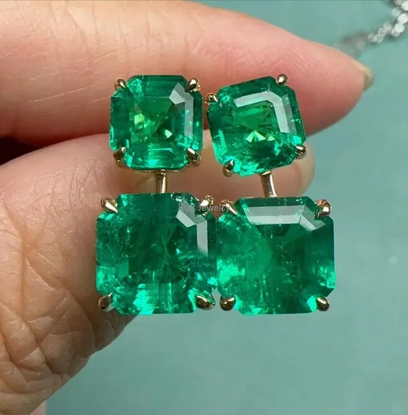 Ruif Factory Make 18k Gold Nice Inclusion Lab Grown Emerald Rings for Women Wedding Daily Wear Jewelry