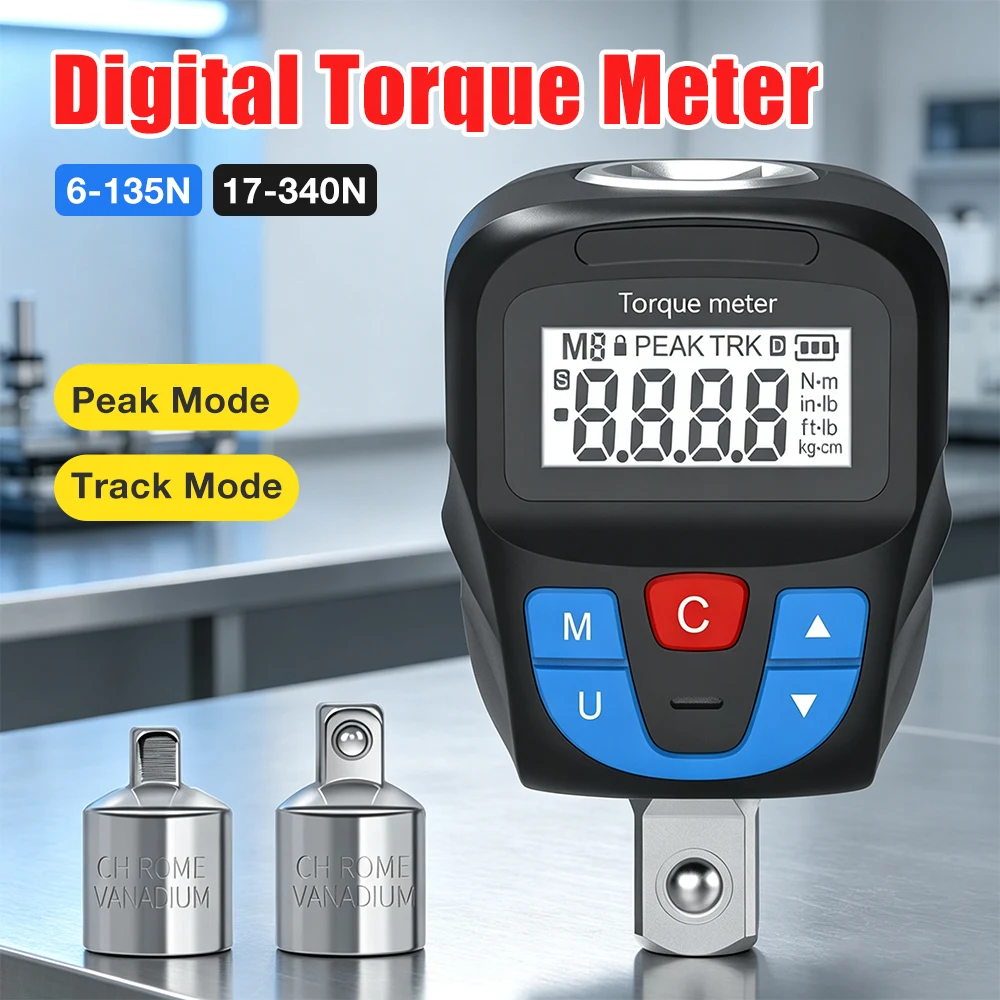 Portable Digital Torque Gauge Professional Torque Wrench Adapter High Precision Torque Tester Measurement Tool for Car Bike Repa