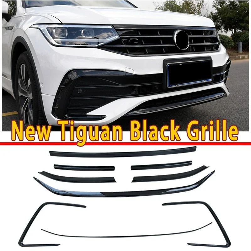 Car styling For New Tiguan MK2 R line 2020 2021 2022 2023 Front Bright Black Grille Sports Black Body Kit Europe Version