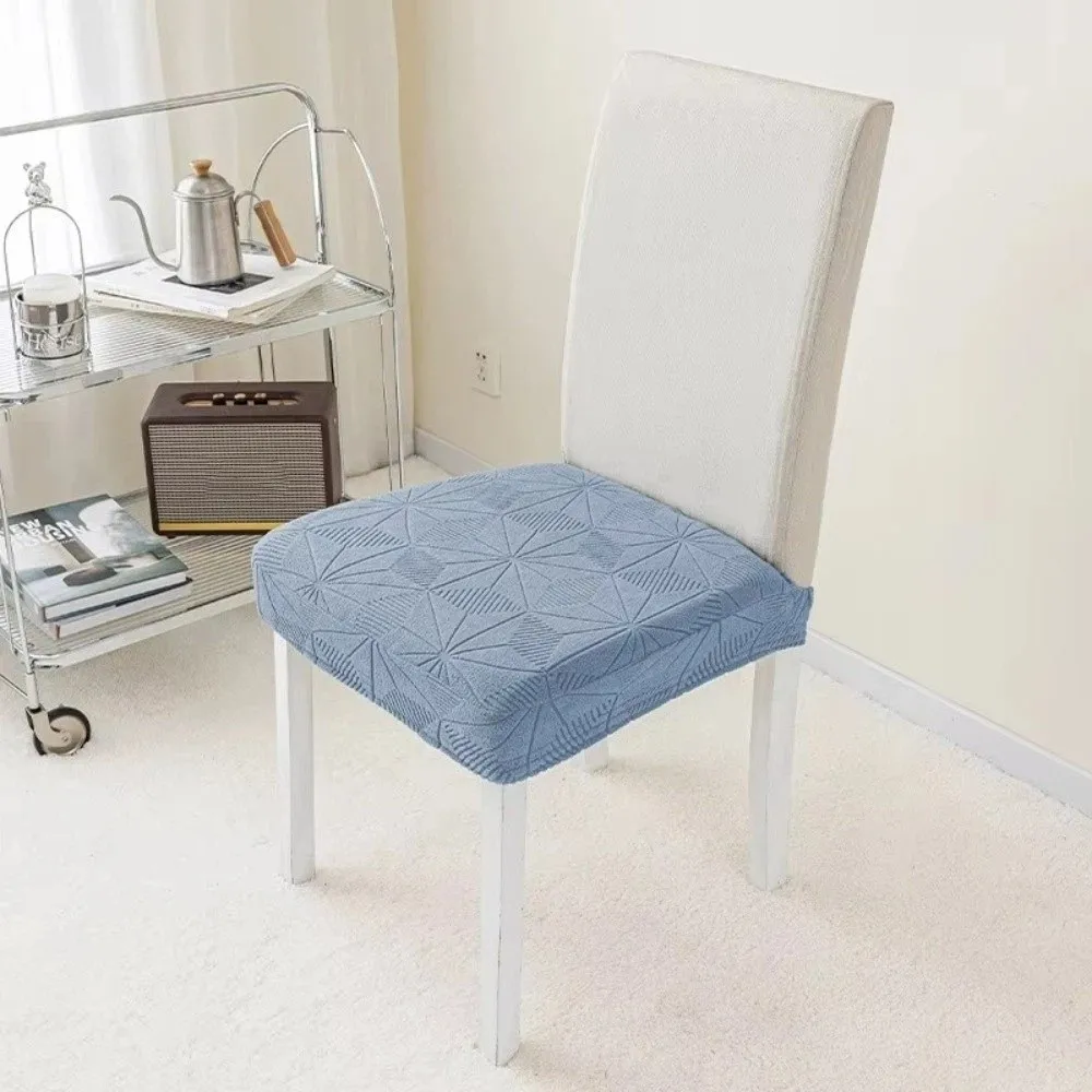 Anti-Slip Straight Back Chair Cover Polyester Four Seasons Dining Chair Slipcovers Starburst Pattern Jacquard Cushion Cover