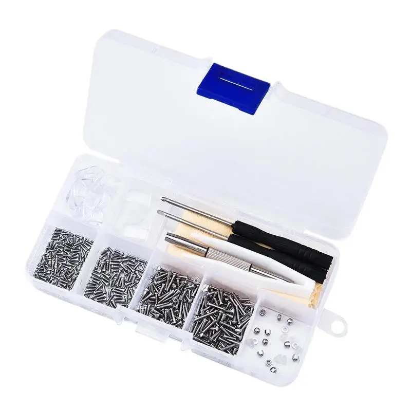 Reparatur-Werkzeugsets für Brillen und Sonnenbrillen mit Schrauben, Nasenpads, Ohrbügeln, Schraubendreher, Muttern und verschiedenen optischen Teilen – Detail 7