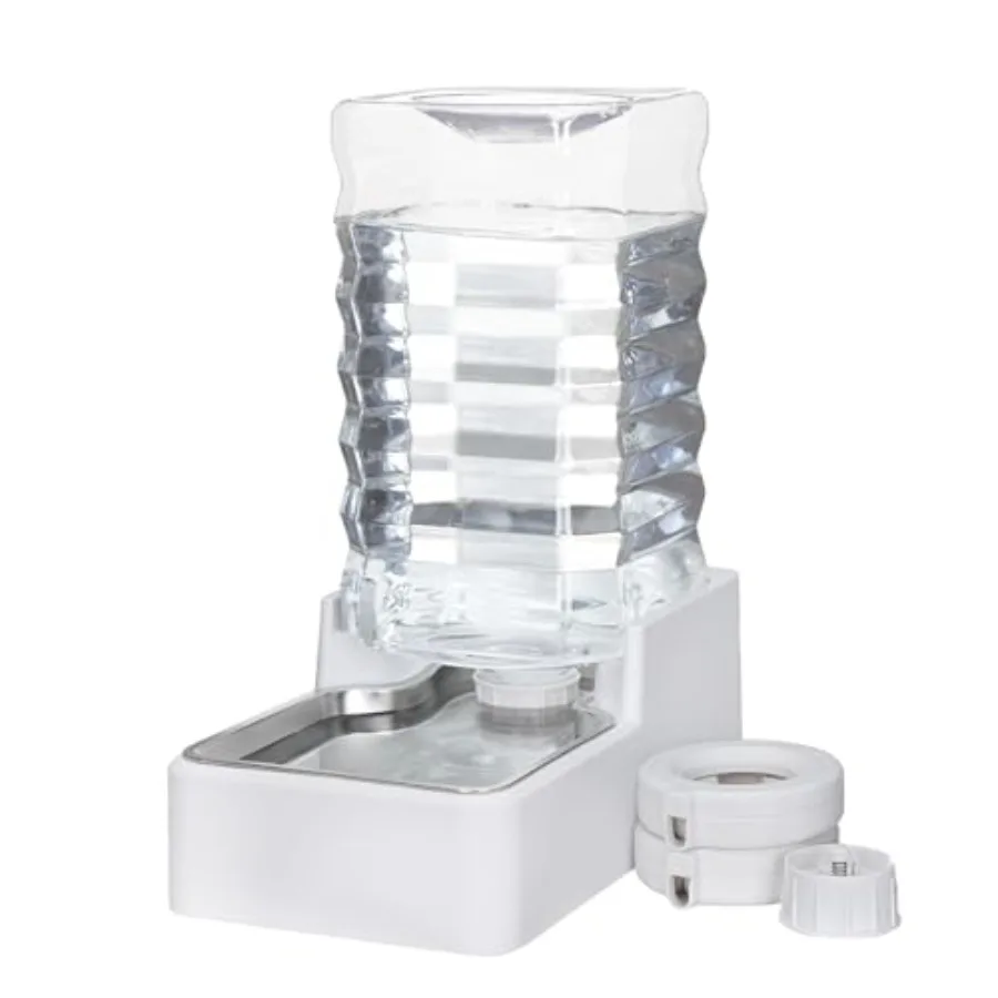 

Automatic Pet Water Dispenser: 9L Gravity-Fed Stainless Steel Bowl - BPA-Free Large Capacity White Feeder for Dogs and Cats - I