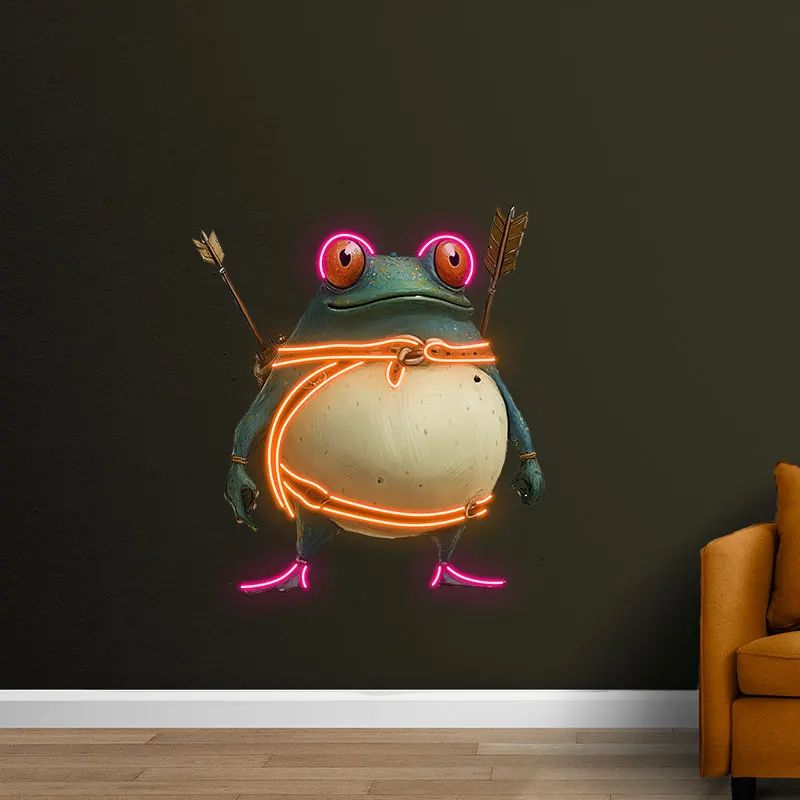 Frog Archer Neon Light - Fun LED Wall Art for Game Room, Kids Room & Lounge – Creative & Quirky Home Decor – 12V Safe Voltage