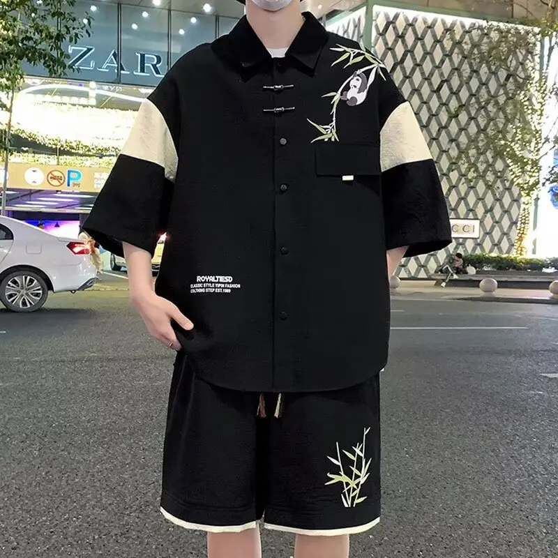 Short sleeved shorts set for men's summer trend new shirt men's outfit set