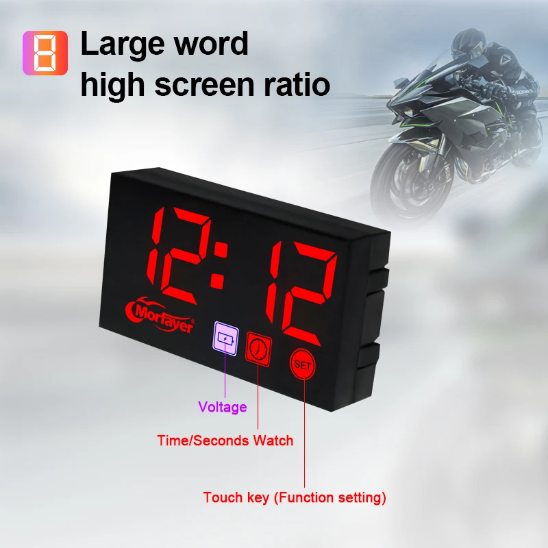 Reloj Digital Led 3 en 1 para motocicleta, medidor de voltaje, temperatura del aire y del agua, nuevo modelo