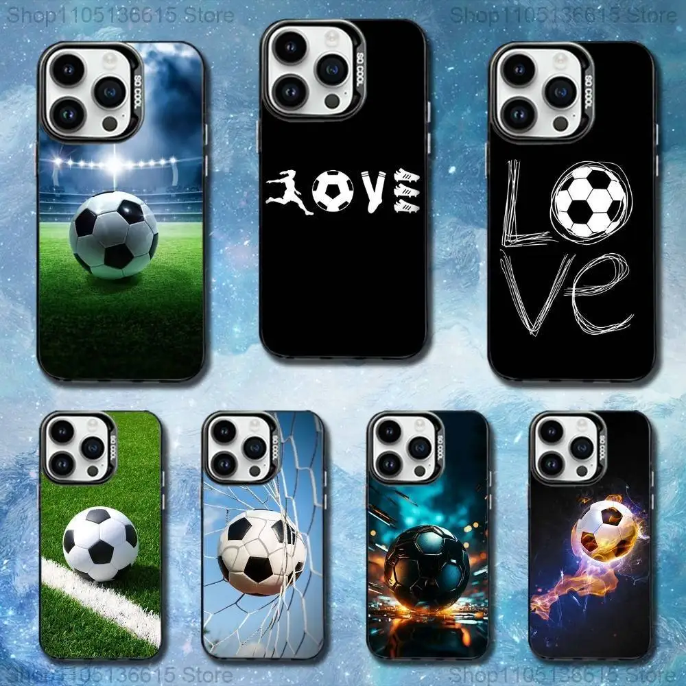 

Sports Football Soccer Phone Case For iPhone 11,12,13,16,14,15,Mini,Pro,XS,MAX Black Matte Shockproof Cover
