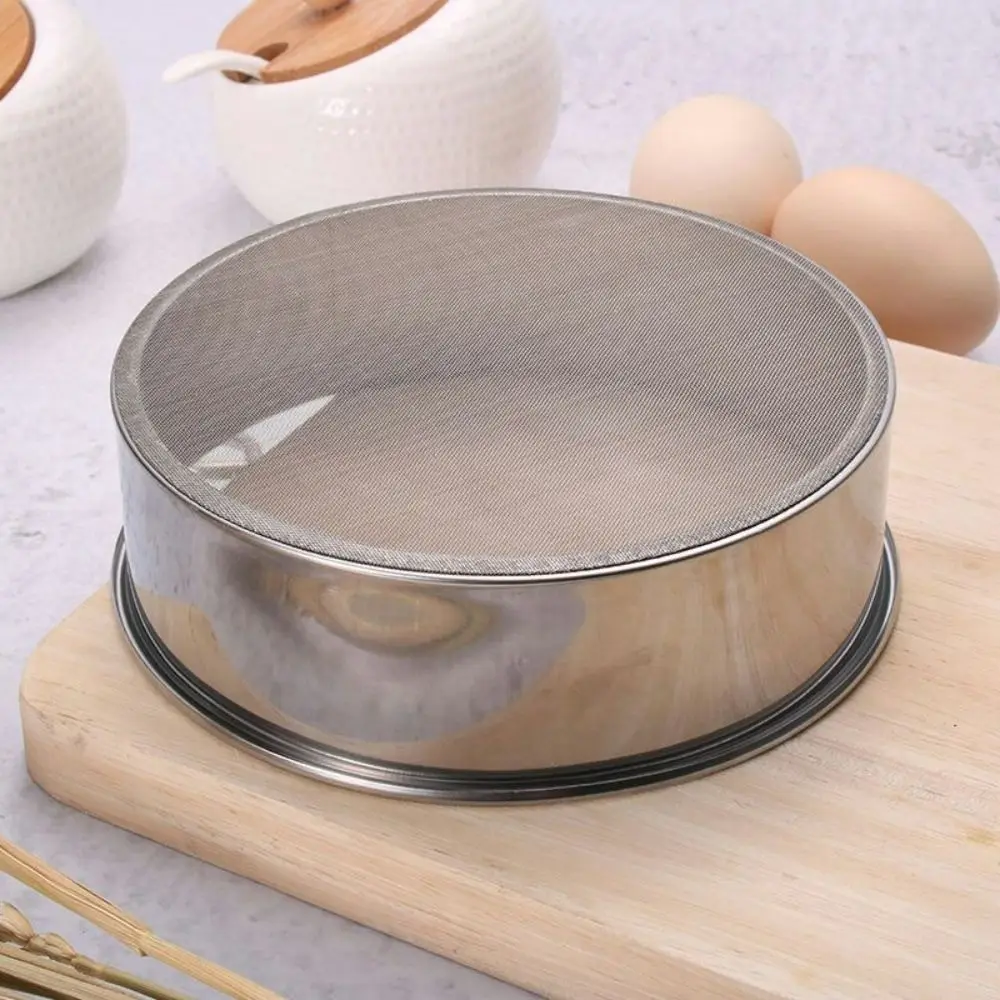 

Durable Round Kitchen Mesh Flour Sifter 12/18cm Ultra-fine Flour Sieve Stainless Steel Baking Tool Sugar Filter Mesh