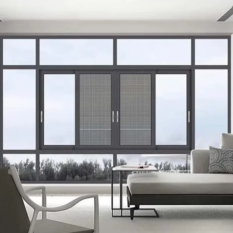 Double Glazed Sliding Windows Customizable Modern Design Aluminium Alloy Sash Slider Window