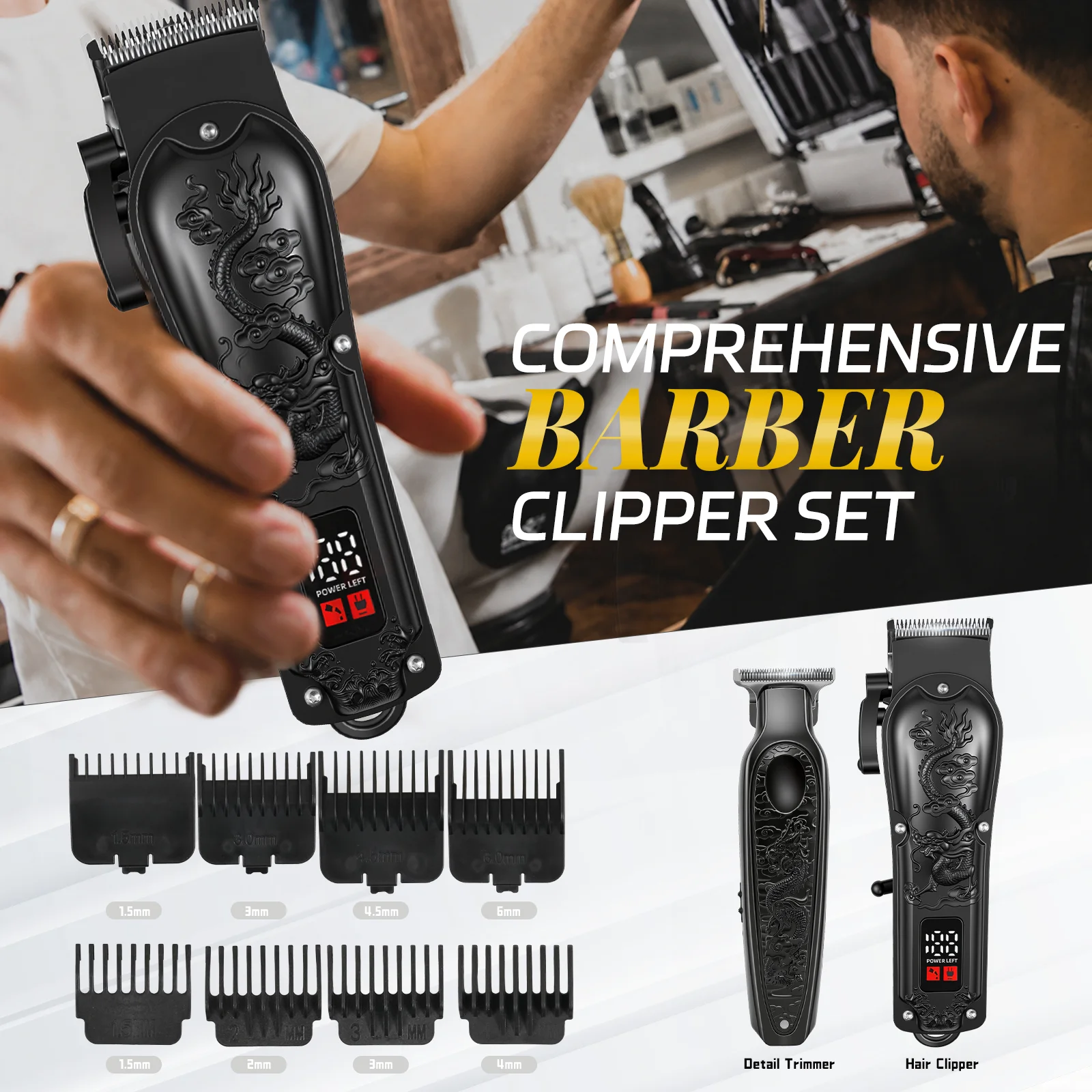 Professional Hair Clipper Trimmer Set for Men 2/3/4 in 1 Cordless Grooming Kit with Foil Shaver Nose Hair Trimmer