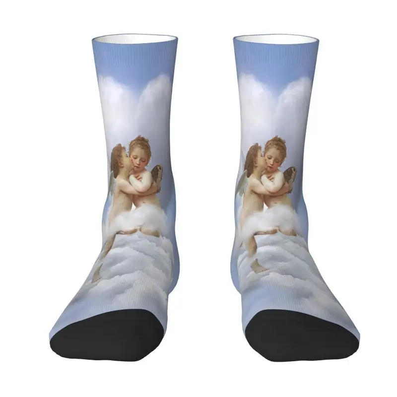 

Веселые мужские носки с облаками и ангелами Kiss, унисекс, теплые дышащие носки с 3D принтом в стиле Ренессанс Cherub Crew