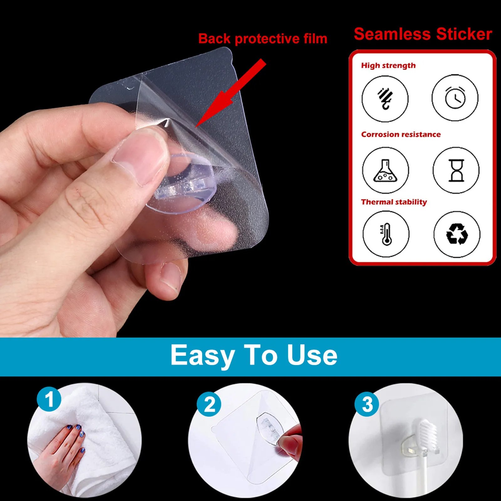 6Pcs Plastic Self-Adhesive Toothbrush Holder for Bathroom Kitchen Hallway Bedroom Multi-Functional Razor Plug Phone Organizer No