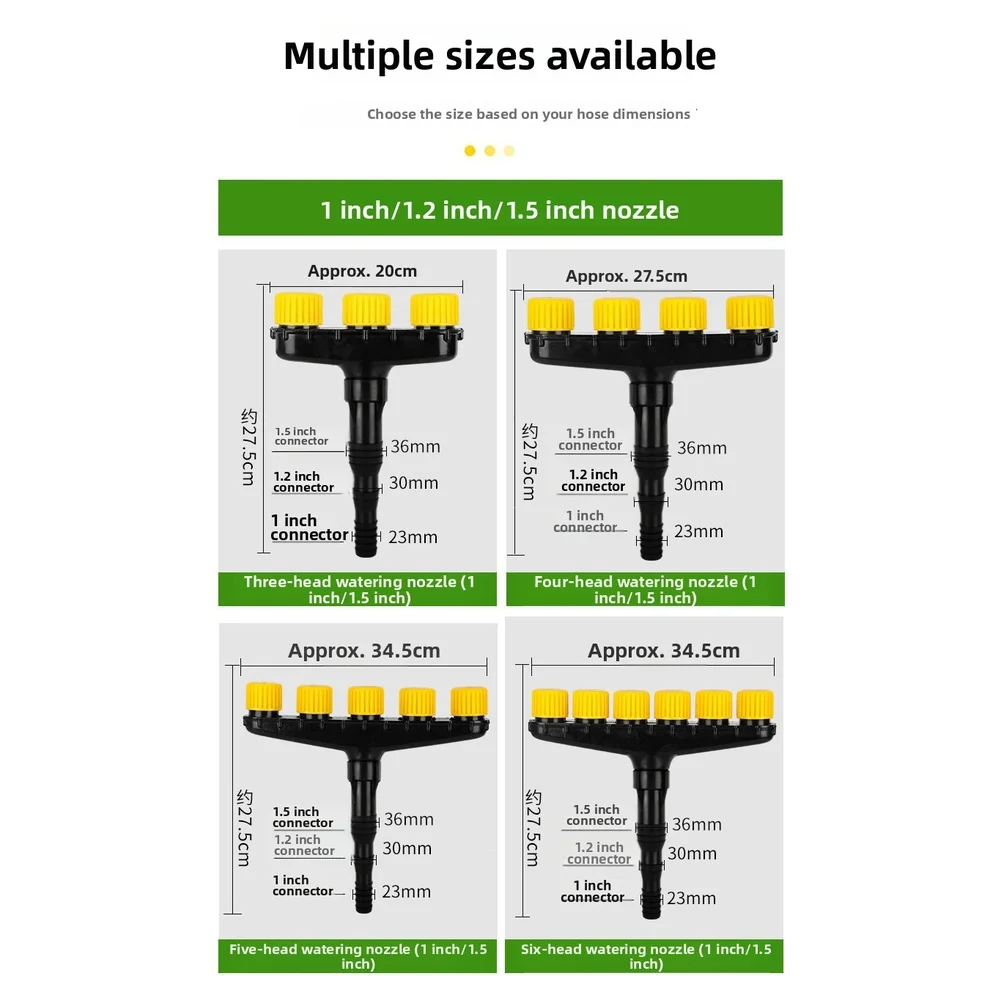 Garden Sprayer Atomizer Nozzle 3-Head Porous Design for Lawn Yard Farm Use Fits 1 1.2 1.5 Inch Pipes Adjustable