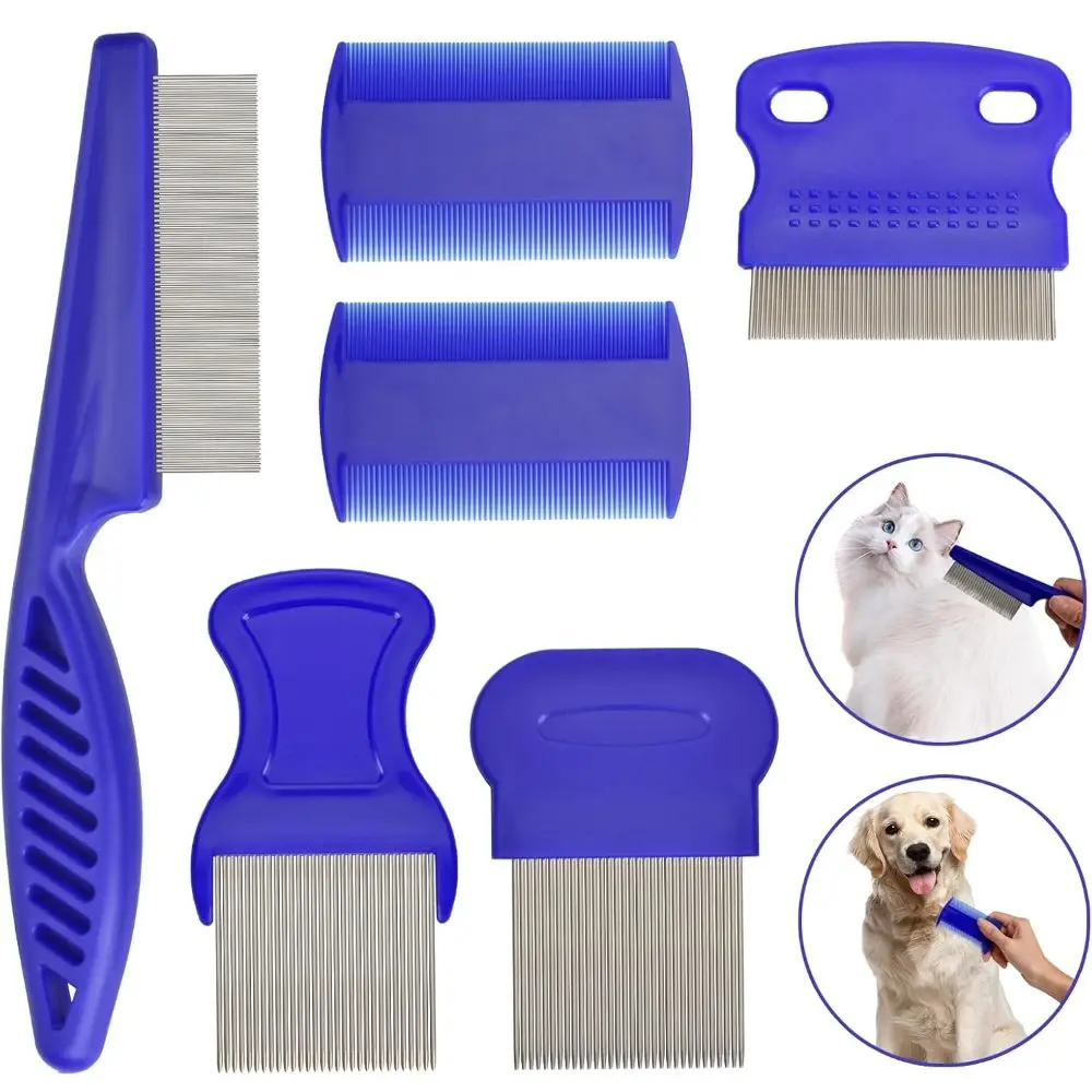 6Pcs/Set ABS Flea Comb Set Fine-tooth Quick Results Lice Comb Kit Dandruff Removal Comb For Small, Medium & Large Pets view 3
